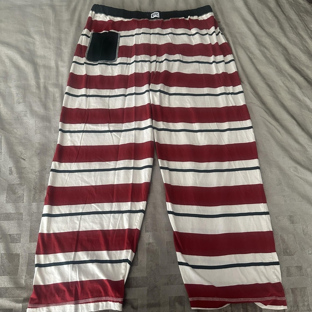 Lazy One‎ Pajama Pants Womens XXL Red Stripe Cotton Jersey Lounge Sleepwear Xmas